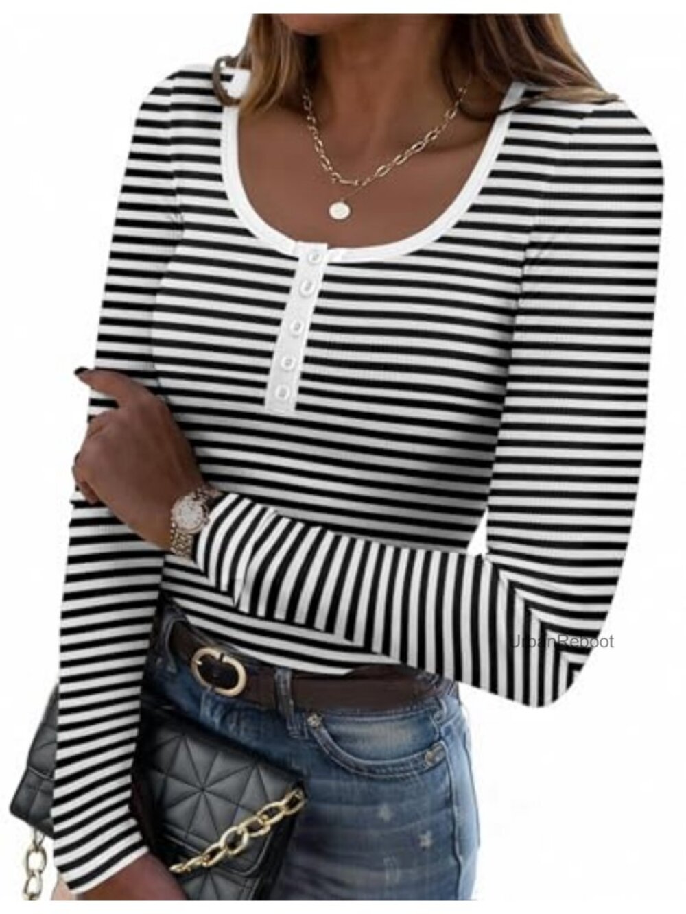 Women's Rib Knit Long Sleeve Square Neck Slim Fit Tee